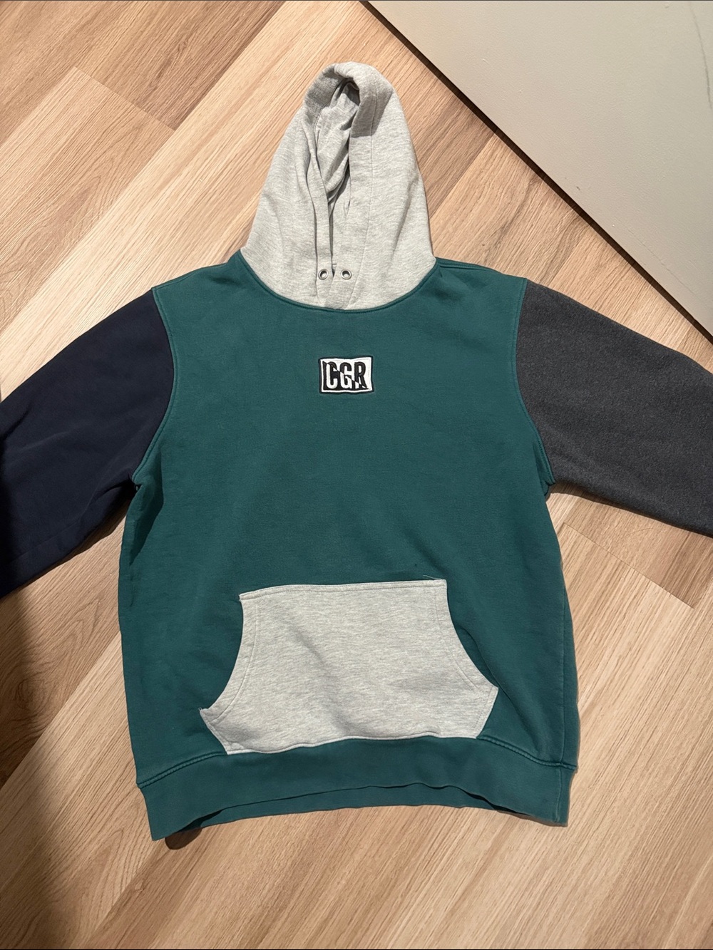 Cougar Men's Teal Colorblock Hooded Cardigan with Gray Accents